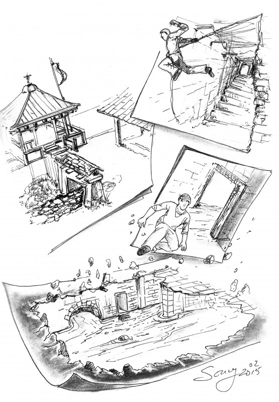 scenography of strange world - strip storyboard idea - 2015