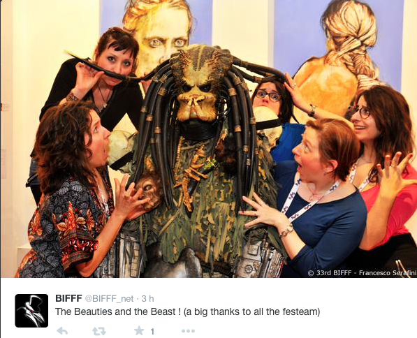 Beauties and the beast at palais des beaux arts  Brussels - paintings of Michel Soucy in background